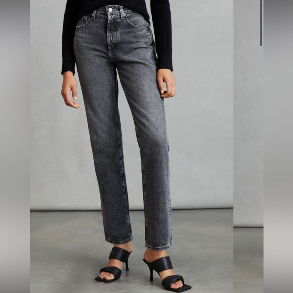 Adriano Goldschmied AG JEANS Alexis High-Rise Straight Jeans SIZE‎ 24 charcoal